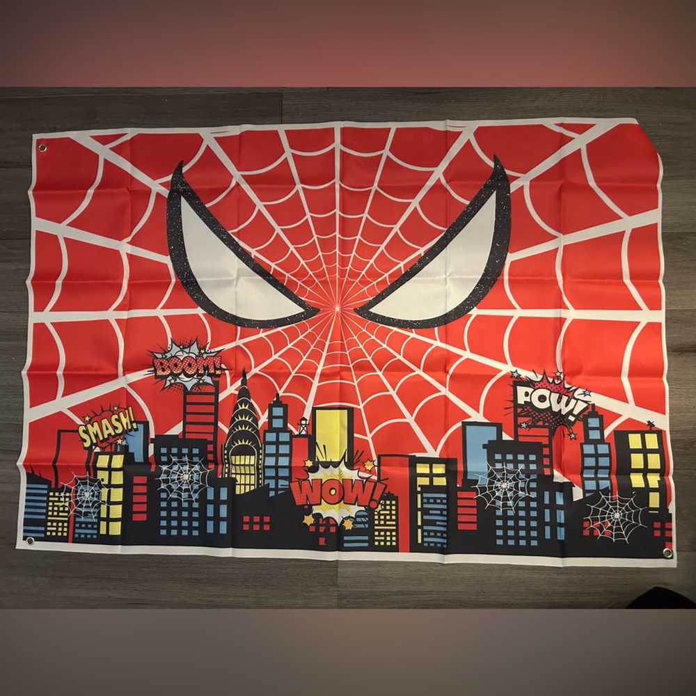 Spider Man Eyes Over The City Backdrop,3 x 4, Hero Birthday Party Spider